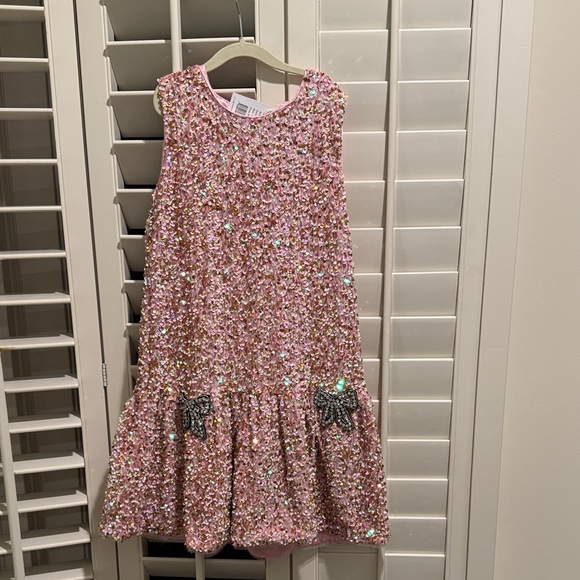 Lola and the Boys girls Pink Sequin Sleeveless Dress